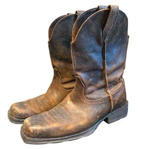 ARIAT RAMBLER Western Work Distressed Square Toe Boots Men's Size 8.5 D